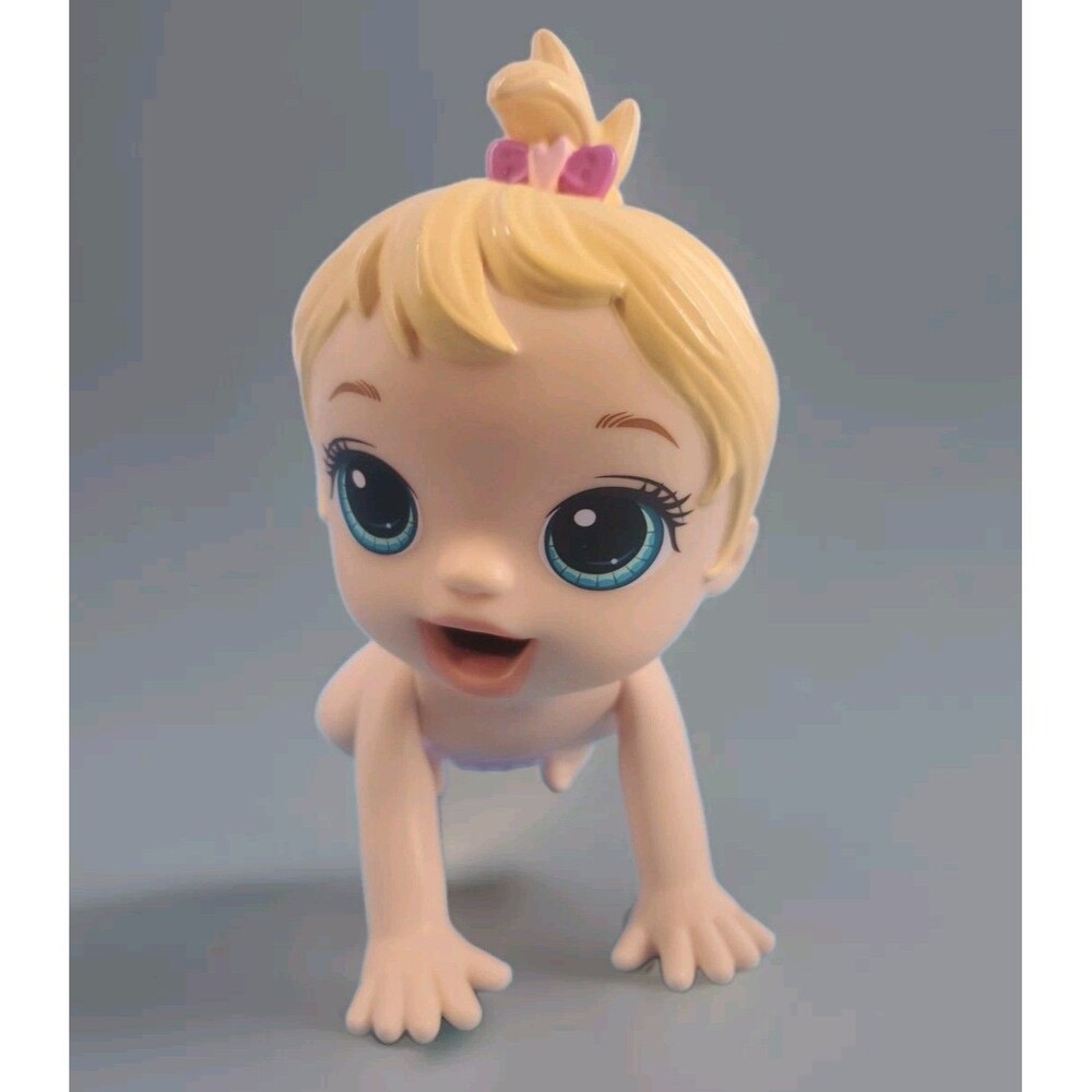 Baby Alive Crawling Girl Doll Blond Hair Pink Bow  Diaper Hasbro 2021